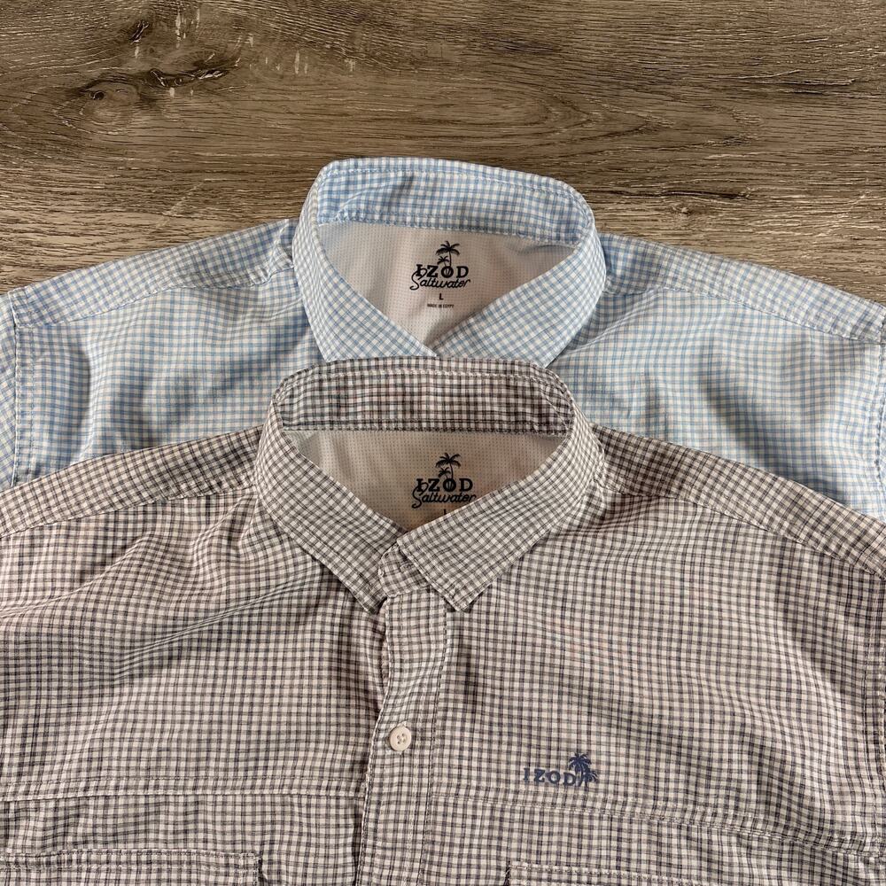 Izod Saltwater Performance Breathable Fishing Shirts Size L Lot of 2 - Picture 2 of 9
